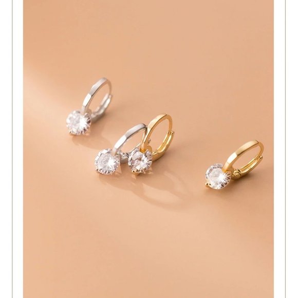 *NEW 925 Silver 2CT Solitaire Diamond Huggie Hoops - Picture 6 of 9